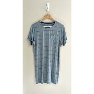 Smartwool‎ Women Merino 150 Short Sleeve Dress Blue Stripe Medium 15122-D53